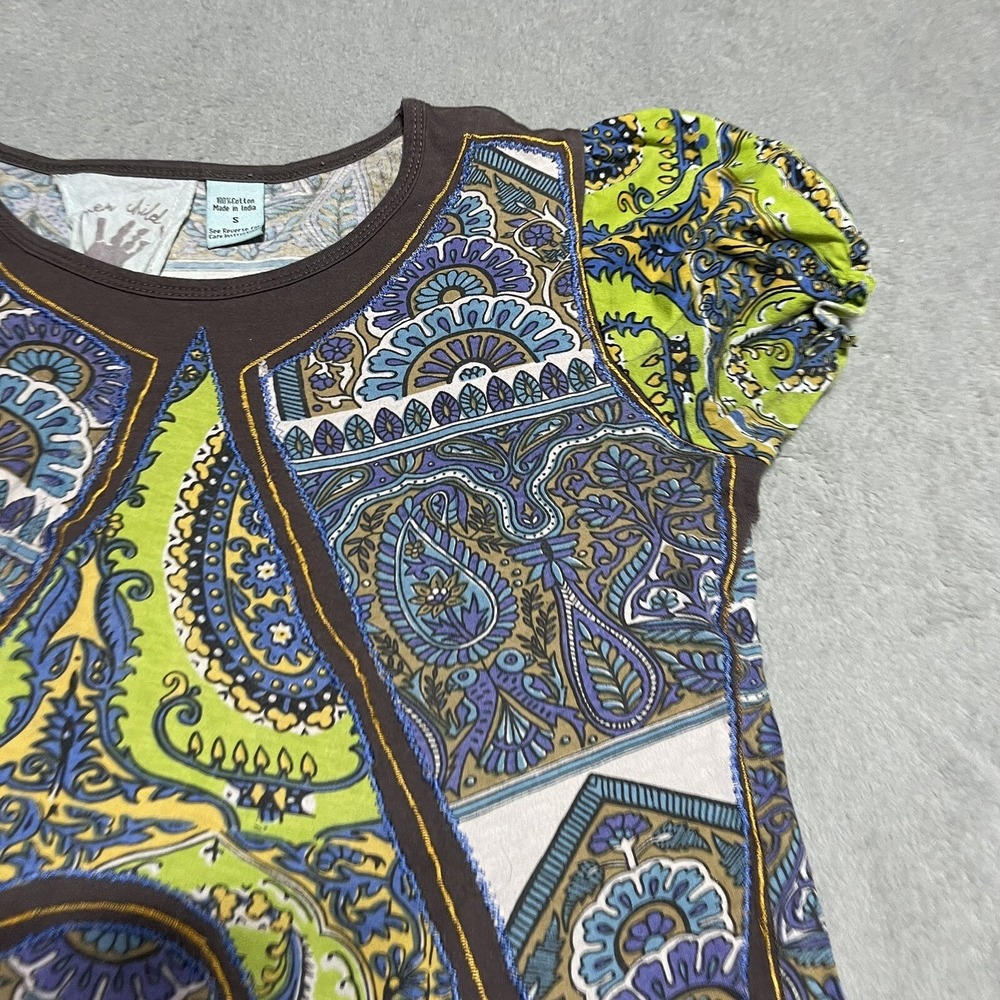 Inner Child Top Womens Small Patchwork Embroidere… - image 4